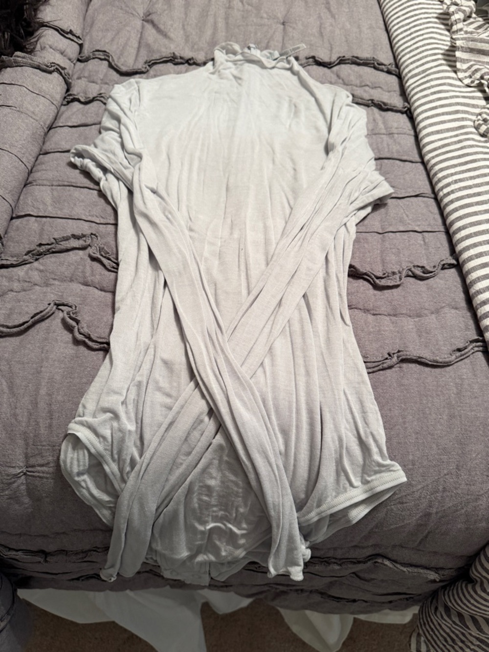 SKIMS Long Sleeve Light Gray Ribbed Bodysuit